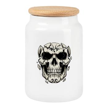 Splintering Skull – Gothic Graphics - Cookie Jar with Wooden Lid - white - Front