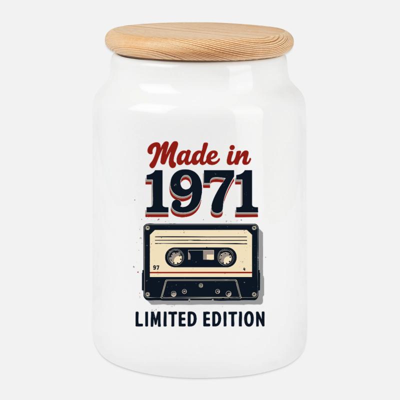Made in 1971 – Limited Edition - Keksdose mit Holzdeckel - Weiß