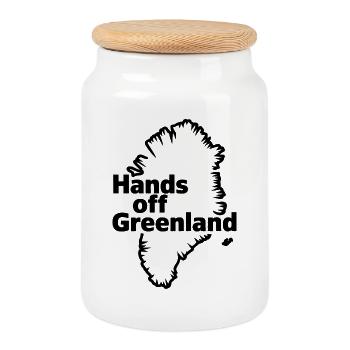 Hands off Greenland! - Greenland / Grønland  - Cookie Jar with Wooden Lid - white - Front