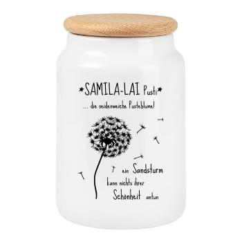 SAMILA-LAI Pusti - The Original by heavenlygoods - Cookie Jar with Wooden Lid - white - Front