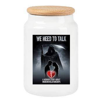 We Need to Talk Horror Beziehungen - Filmplakat - Keksdose mit Holzdeckel - Weiß - Vorne