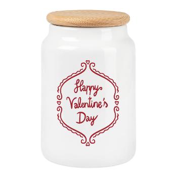 Valentine's Day Ornate Frame - Cookie Jar with Wooden Lid - white - Front