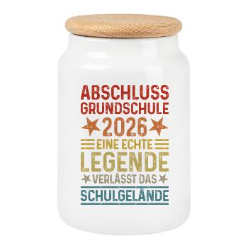 Primary School Graduation 2026 Legend School Grounds - Cookie Jar with Wooden Lid - white - Front