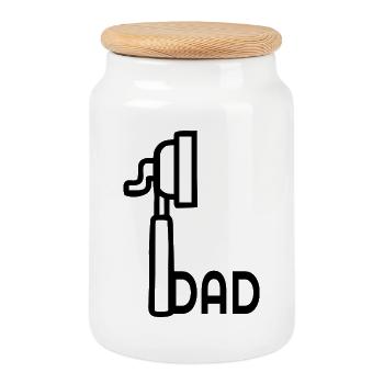 Espresso Coffee Machine Dad - Cookie Jar with Wooden Lid - white - Front