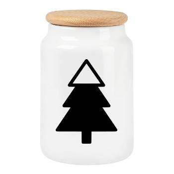  Tannenbaum Wald Silhouette - Keksdose mit Holzdeckel - Weiß - Vorne