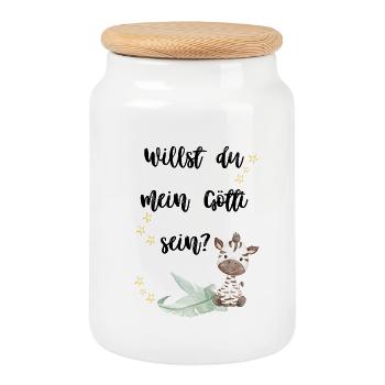 Do you want to be my godfather? - Cookie Jar with Wooden Lid - white - Front