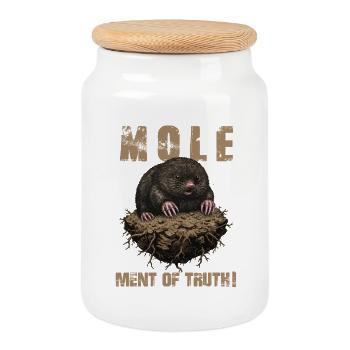 Mole Humor Mole of Truth - Cookie Jar with Wooden Lid - white - Front