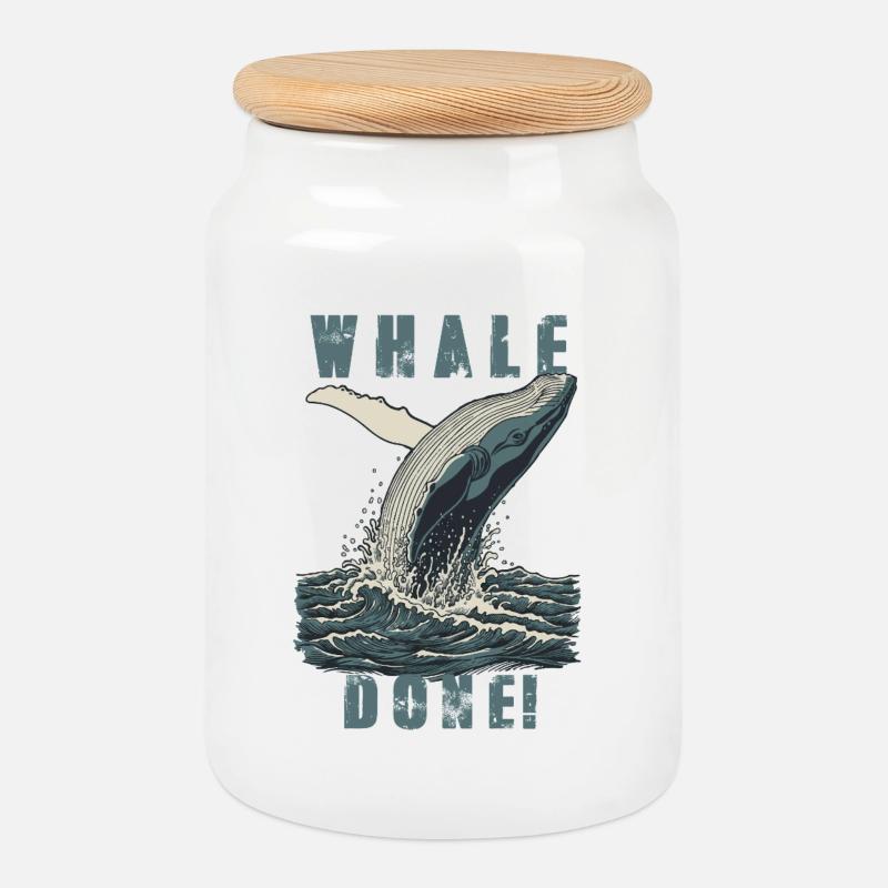 Vintage Whale Done Whale Humor - Keksdose mit Holzdeckel - Weiß