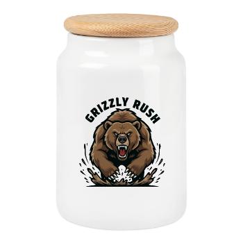 Grizzly Rush Bear Force Charge - Cookie Jar with Wooden Lid - white - Front