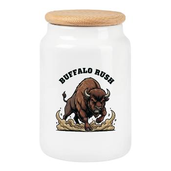 Buffalo Rush Buffle Sauvage Force - Boîte à biscuits avec couvercle en bois - blanc - Devant