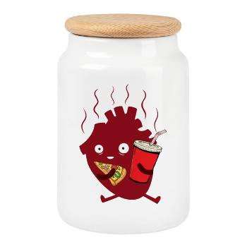 Joyful Heart Pizza & Sip - Keksdose mit Holzdeckel - Weiß - Vorne