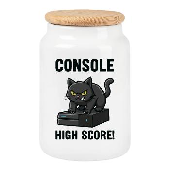 Console High Score Chat Gamer Games - Cookie Jar with Wooden Lid - white - Front