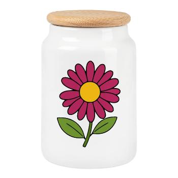 Blume rot violett Blumen Blüte - Keksdose mit Holzdeckel - Weiß - Vorne