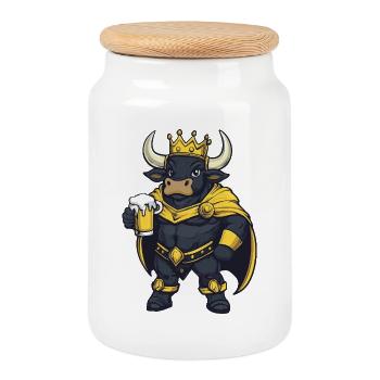 Taurus Beer King - Cookie Jar with Wooden Lid - white - Front