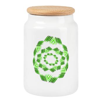 Neon Mandala Fächer Muster - Keksdose mit Holzdeckel - Weiß - Vorne