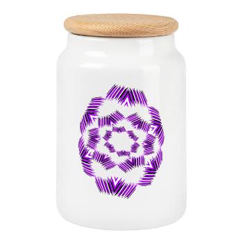 Lila Stern-Mandala Muster - Keksdose mit Holzdeckel - Weiß - Vorne