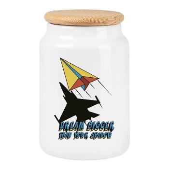 Dream bigger than your shadow - Cookie Jar with Wooden Lid - white - Front
