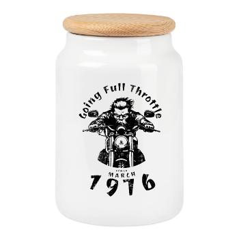 50. Geburtstag Going Full Throttle Since 03/1976 - Keksdose mit Holzdeckel - Weiß - Vorne