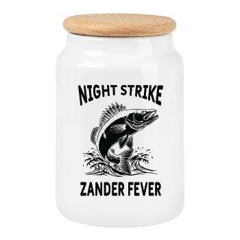 Fishing Sandre River Night Strike - Cookie Jar with Wooden Lid - white - Front