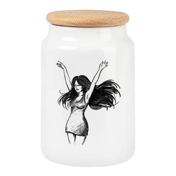 Tanzende Frau Empowerment - Illustration - Keksdose mit Holzdeckel - Weiß - Vorne