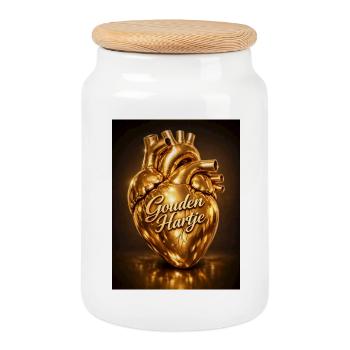Cœur d’Or Anatomique - Boîte à biscuits avec couvercle en bois - blanc - Devant