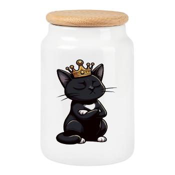 Drôle de chat chats chat amoureux chaton - Boîte à biscuits avec couvercle en bois - blanc - Devant