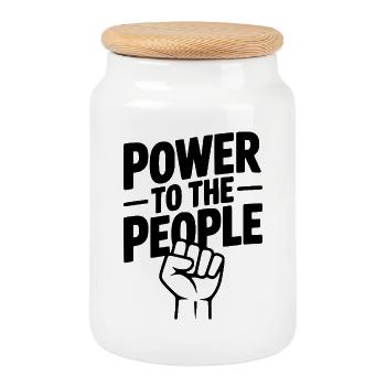 Pouvoir au peuple - Boîte à biscuits avec couvercle en bois - blanc - Devant