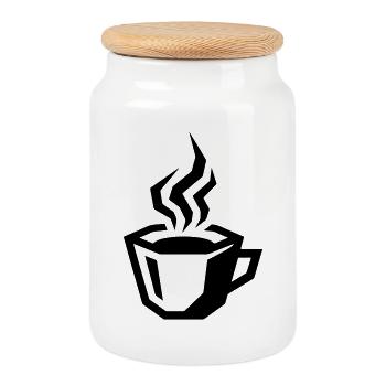 kaffee symbol coffee - Keksdose mit Holzdeckel - Weiß - Vorne