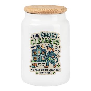 Humour de Ghost Cleaner Ghost Hunter - Boîte à biscuits avec couvercle en bois - blanc - Devant