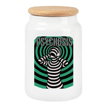 Psychedelische Psyche, Hypnos, Halluzination  - Keksdose mit Holzdeckel - Weiß - Vorne