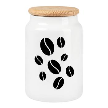 Falling Coffee Beans - Cookie Jar with Wooden Lid - white - Front