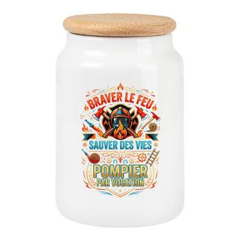 Pompier cadeau homme sapeur-pompier feu héros - Boîte à biscuits avec couvercle en bois - blanc - Devant