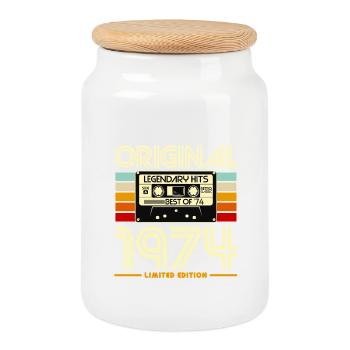 Original 1974 Limited Edition Cassette - Boîte à biscuits avec couvercle en bois - blanc - Devant