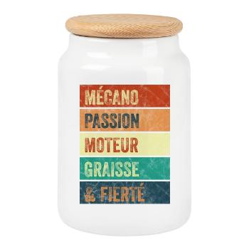Mécano Passion Moteur - Boîte à biscuits avec couvercle en bois - blanc - Devant