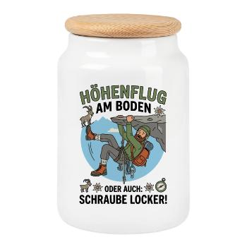 Höhenflug Klettern Berg Humor - Keksdose mit Holzdeckel - Weiß - Vorne
