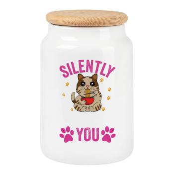 Silently judging you cat - Keksdose mit Holzdeckel - Weiß - Vorne