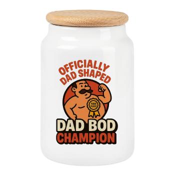 Officially Dad Shaped Dad Bod Champion Lustiges Sh - Keksdose mit Holzdeckel - Weiß - Vorne