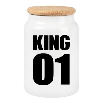 king_01 - Keksdose mit Holzdeckel - Weiß - Vorne