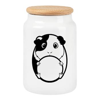 Un cobaye gros - Boîte à biscuits avec couvercle en bois - blanc - Devant