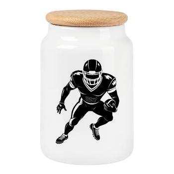 American-Football-Spieler - Keksdose mit Holzdeckel - Weiß - Vorne
