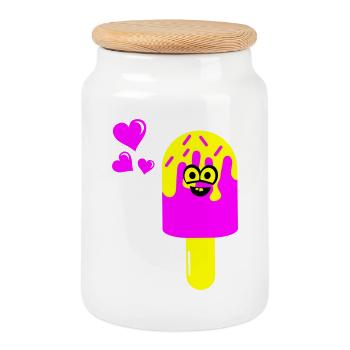 Eis Eiscreme - Cookie Jar with Wooden Lid - white - Front