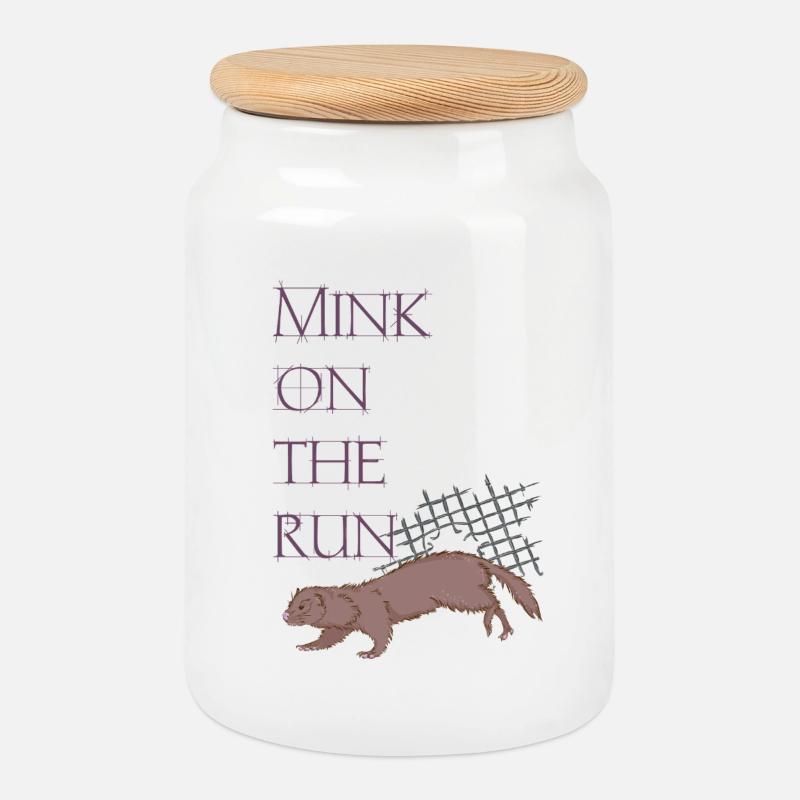 Mink on the run - Keksdose mit Holzdeckel - Weiß