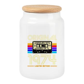 Original 1974 Limited Edition - Cookie Jar with Wooden Lid - white - Front