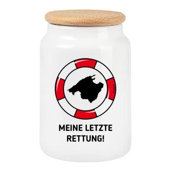 Meine Letzte Rettung! (Mallorca / Urlaub / POS 3C) - Keksdose mit Holzdeckel - Weiß - Vorne