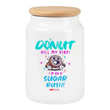 Do not Kill My Vibe–Fun Donut Sugar Rush Spruch - Keksdose mit Holzdeckel - Weiß - Vorne
