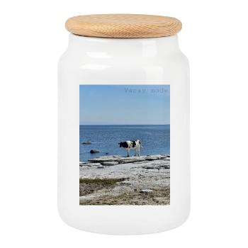 Mode vacances - Boîte à biscuits avec couvercle en bois - blanc - Devant