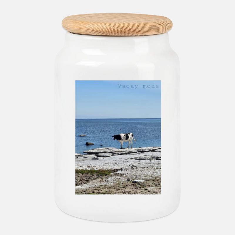 Urlaubsmodus - Keksdose mit Holzdeckel - Weiß