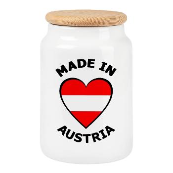 Austria heart - Cookie Jar with Wooden Lid - white - Front