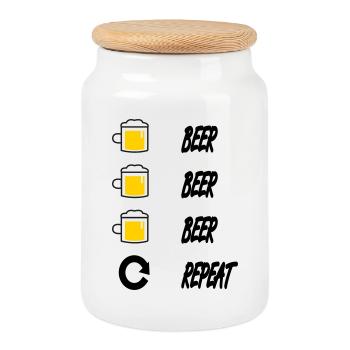 Bière, bière, répétition - Boîte à biscuits avec couvercle en bois - blanc - Devant