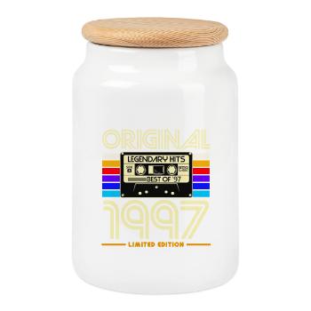 Original 1997 Hits Retro Cassette - Cookie Jar with Wooden Lid - white - Front